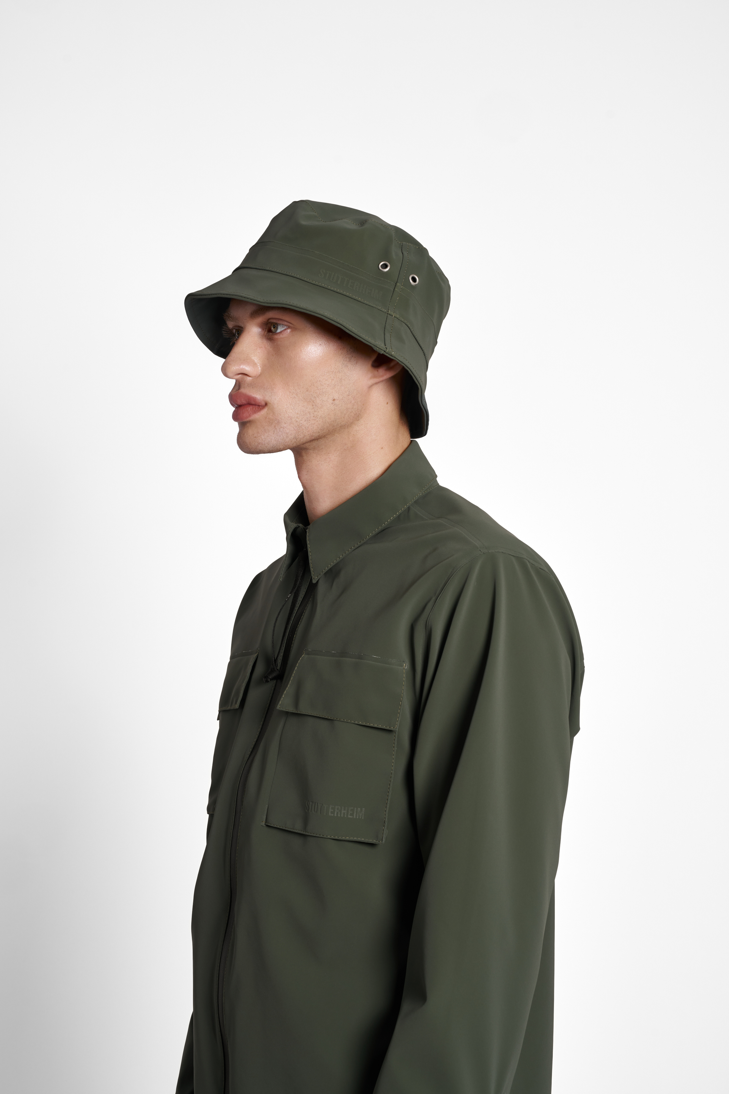 Shop Stutterheim Beckholmen Matte Bucket Hat In Green